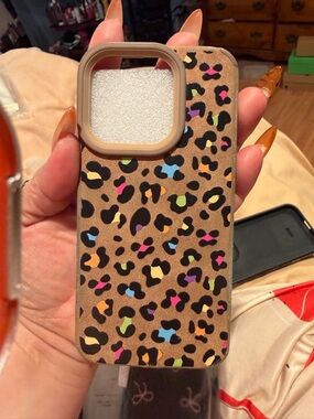 Leopard Print Colorful Spots Phone Case - Brown